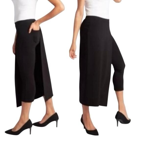 Betabrand Black pointe knit half wrap skirt with pants underneath small petite - Picture 1 of 8